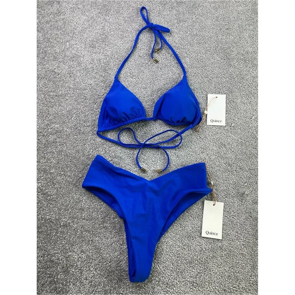 Quince Triangle Bikini Set Small Electric Blue